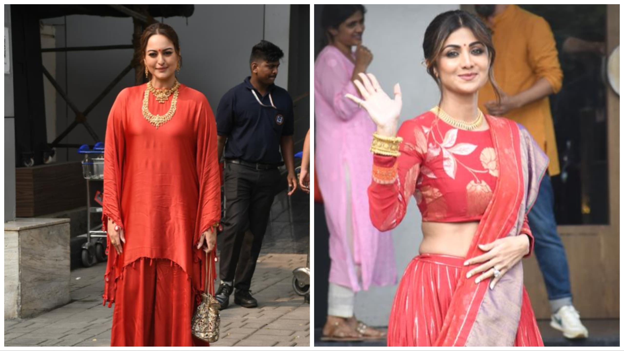 Sonakshi Sinha and Shilpa Shetty at the airport.