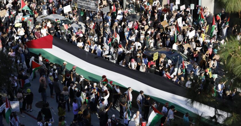 Thousands rally in L.A. against Israel’s air and ground war in Gaza