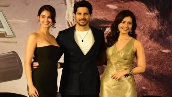 The cast of Yodha at the trailer launch in Ahmedabad. The cast of Yodha at the trailer launch in Ahmedabad.