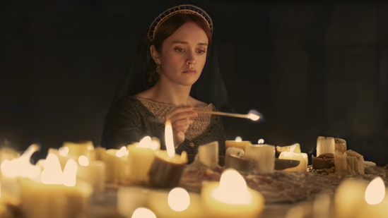 Olivia Cooke as Alicent Hightower in a still from episode 1 in House of the Dragon season 2. Olivia Cooke as Alicent Hightower in a still from episode 1 in House of the Dragon season 2.