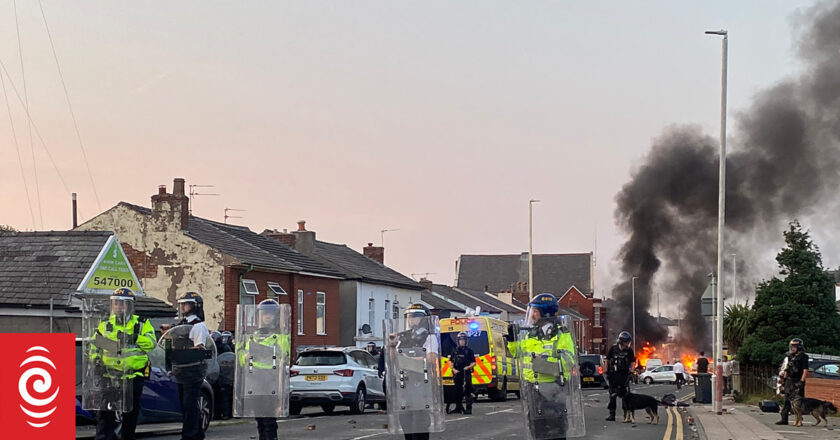 Officers hurt and police van set alight in Southport, UK