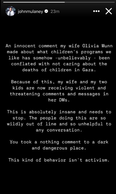 Ms. Rachel and Olivia Munn: The ‘violent’ threats and drama, explained - National 4 A screenshot of John Mulaney's Instagram Stories.