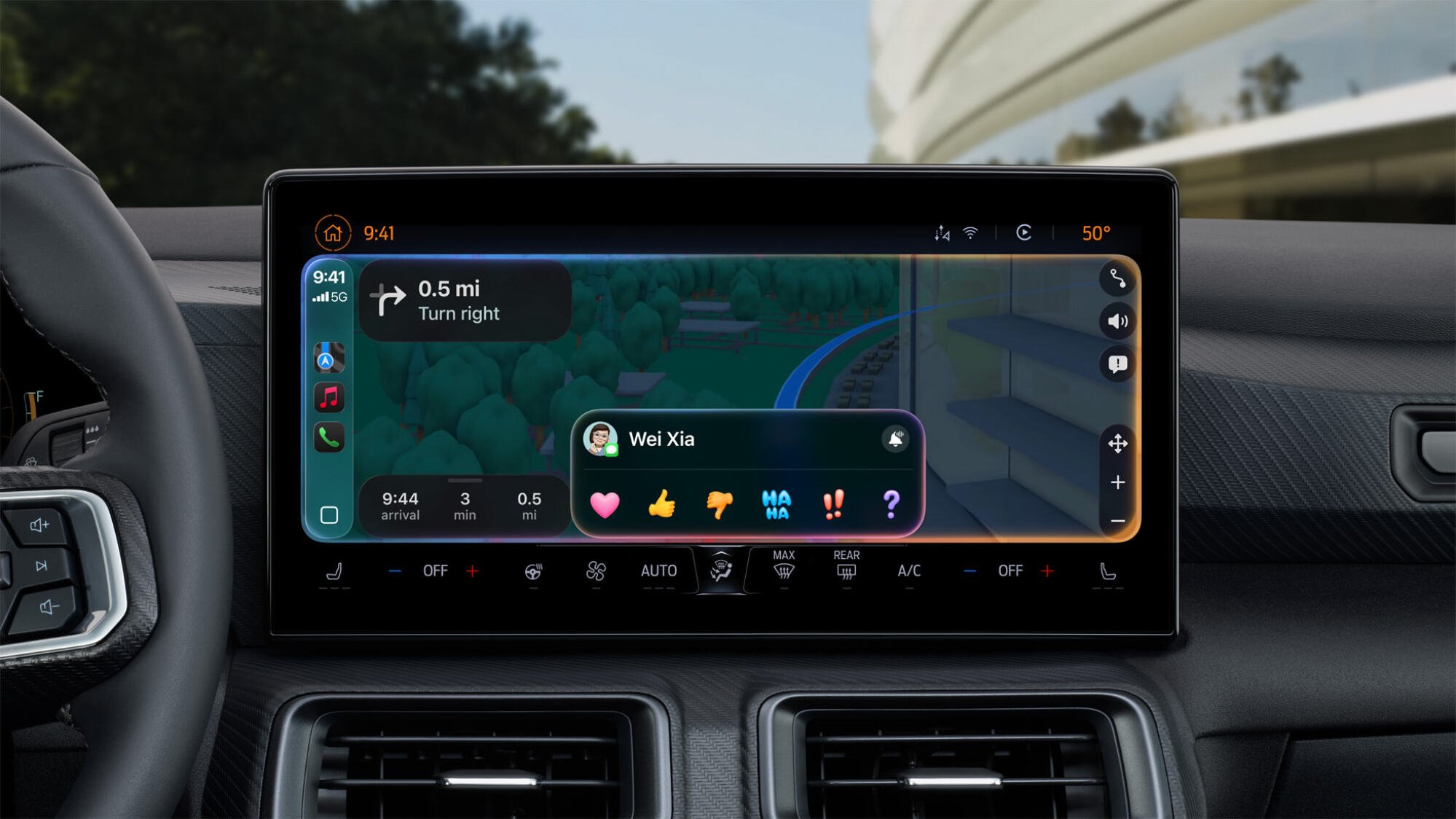 All the New CarPlay Features in iOS 26 4 A car head unit showing Tapbacks in Messages.