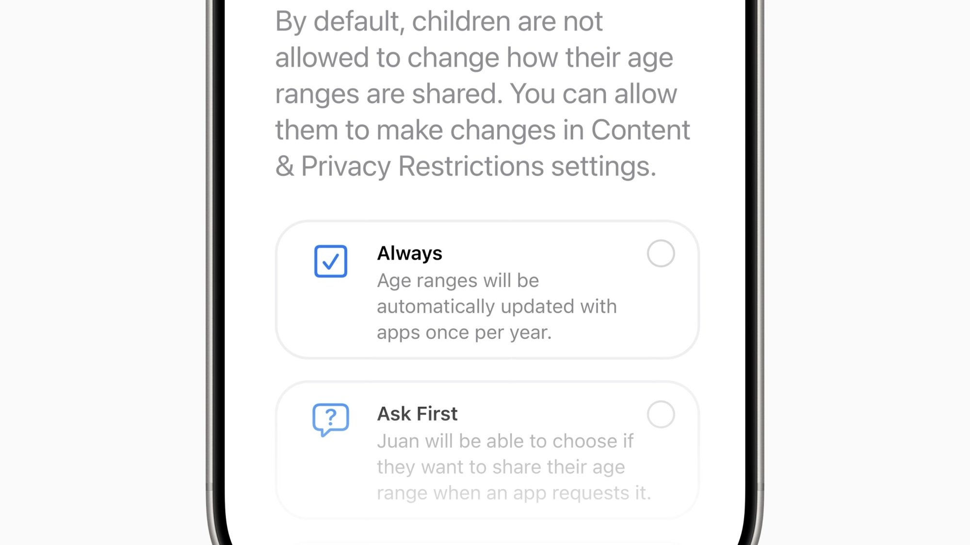 Eight New and Updated Parental Control Settings in iOS 26 2 age range settings