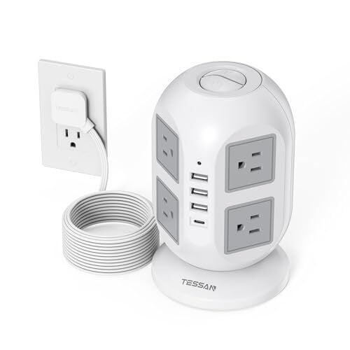The Best Early Prime Day Tech Deals Under $25 9 Tower Surge Protector Power Strip 10 ft, TESSAN Long Flat Extension Cord with Multiple Outlets, 8 AC Outlets with 4 USB Ports (1 USB C), Charging Station with Surge Protection, for Home Office Dorm