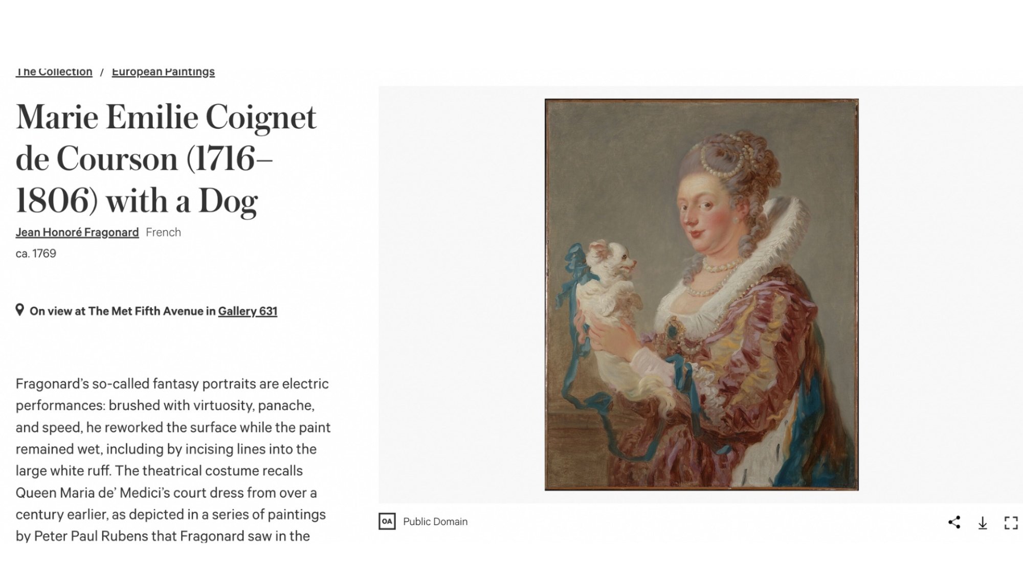 The Met’s Online Library Has Nearly Half a Million Works of Art You Can Download for Free 2 Marie Emilie Coignet de Courson with her dog