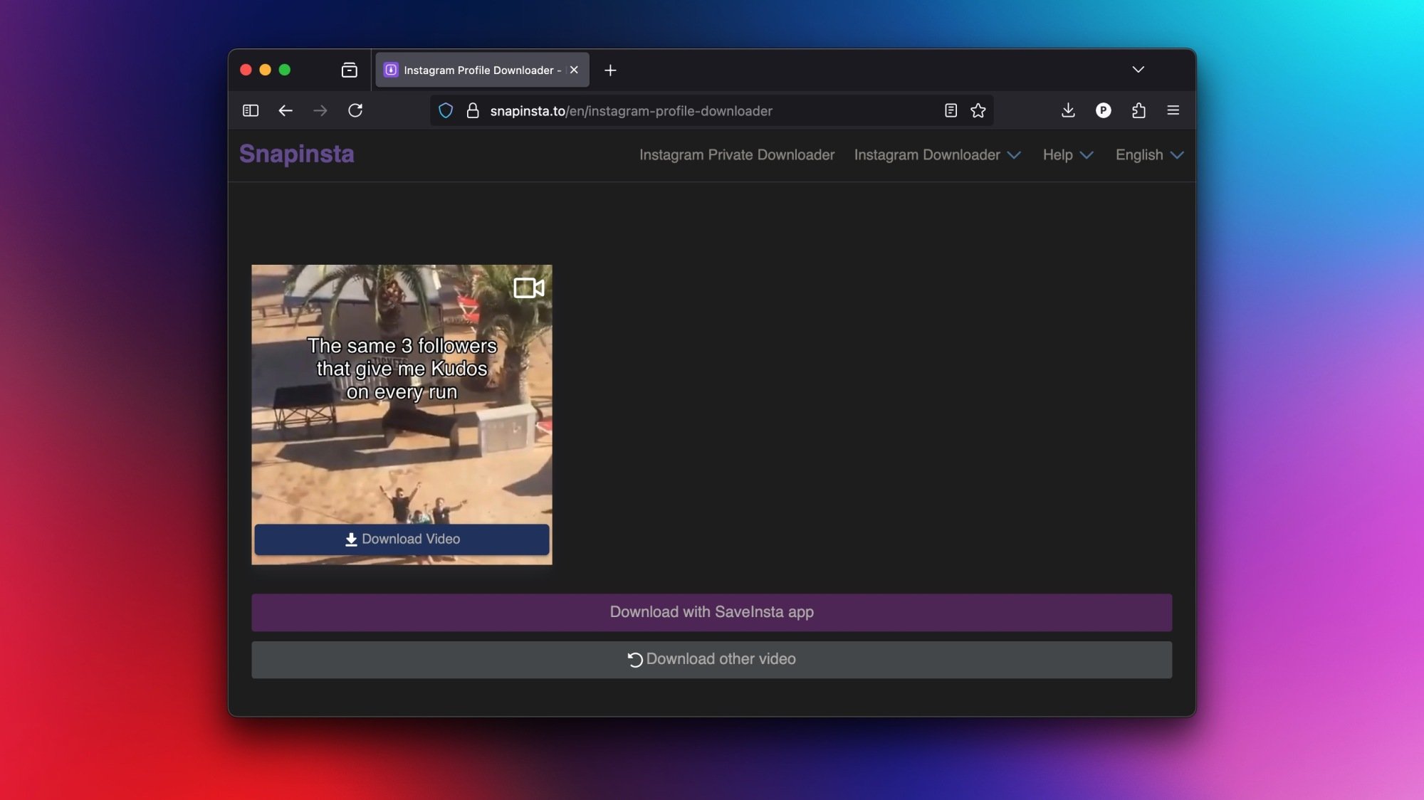 Three Ways to Download Instagram Videos 4 Downloading an Instagram video from SnapInsta's website