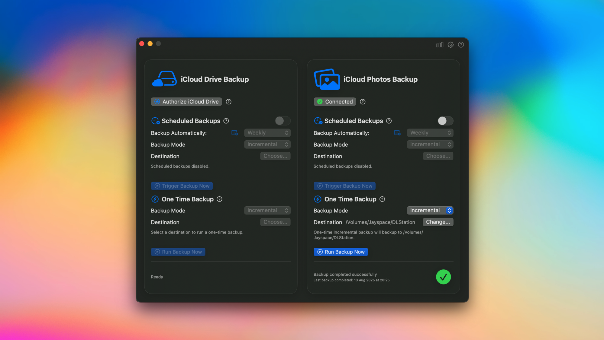 Three Ways to Back Up iCloud Photos to an External Hard Drive 3 Parachute Backup running on a Mac.