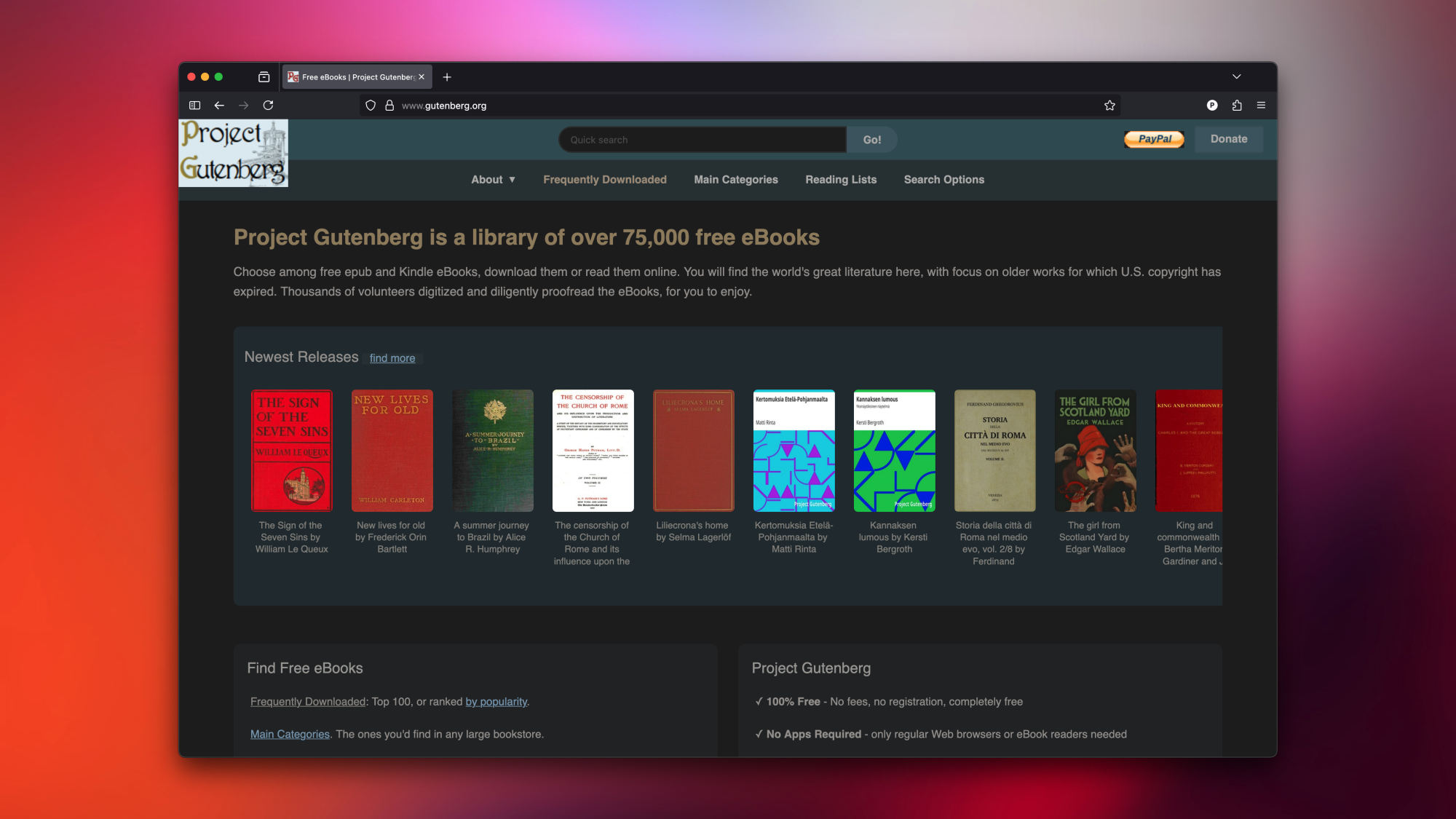 I 'De-Amazoned' My Kindle, and Here's How I Buy DRM-Free EBooks 3 Project Gutenberg's homepage.