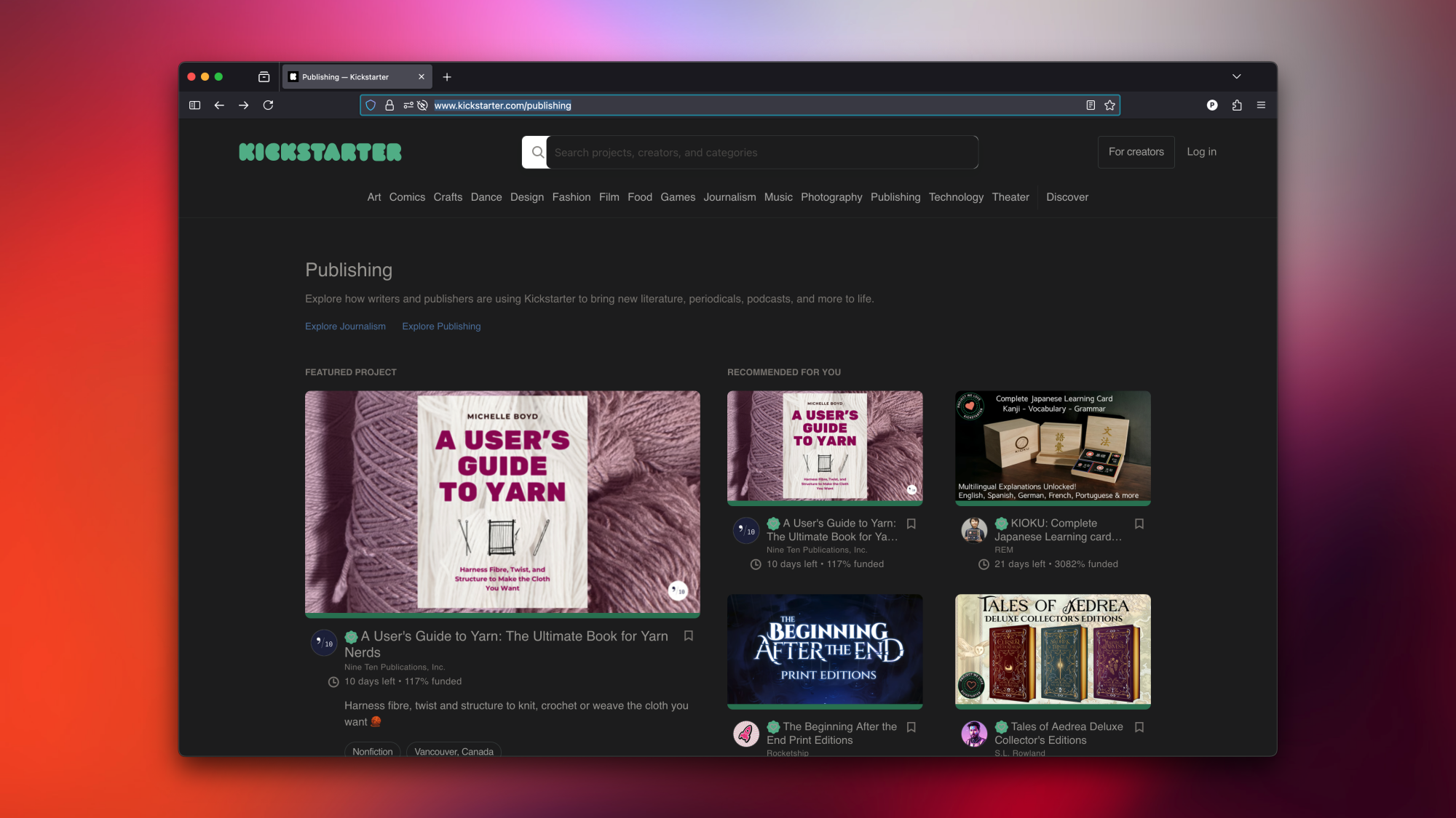 I 'De-Amazoned' My Kindle, and Here's How I Buy DRM-Free EBooks 6 Kickstarter's publishing section.