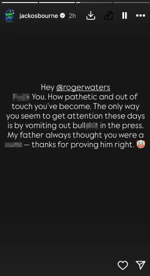 Jack Osbourne calls out Pink Floyd’s Roger Waters over Ozzy insults - National 3 A screenshot of Jack Osbourne's Instagram Stories.