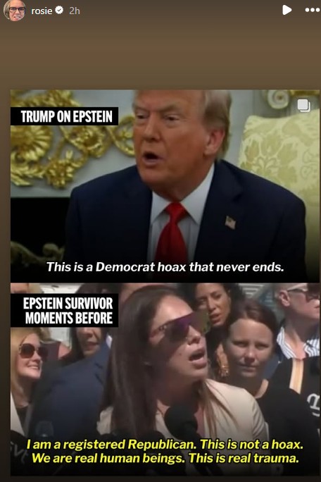 Trump threatens to revoke Rosie O’Donnell’s U.S. citizenship again - National 4 A screenshot of Rosie O'Donnell's Instagram Stories.