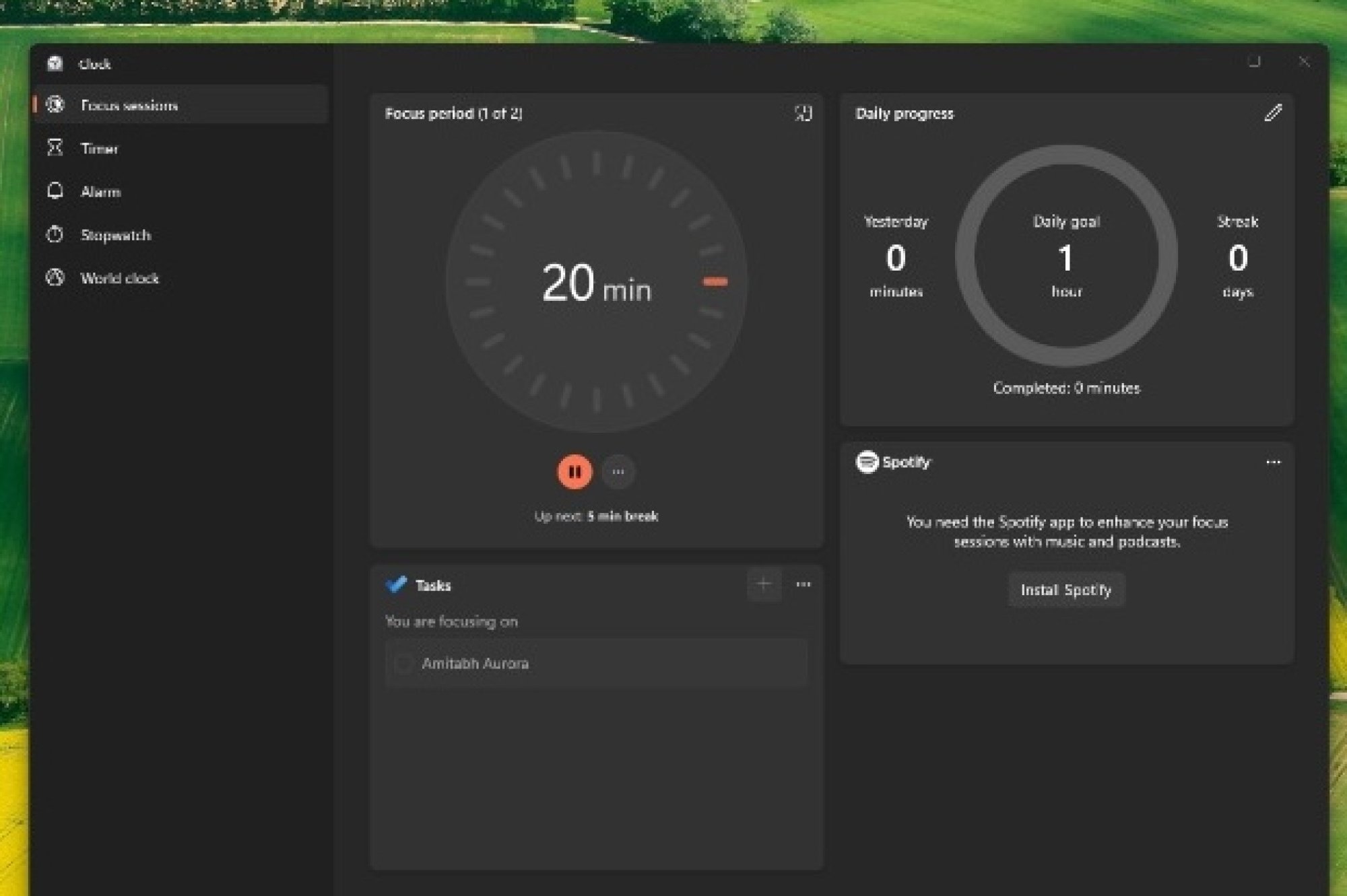 Focus Session in Windows 11