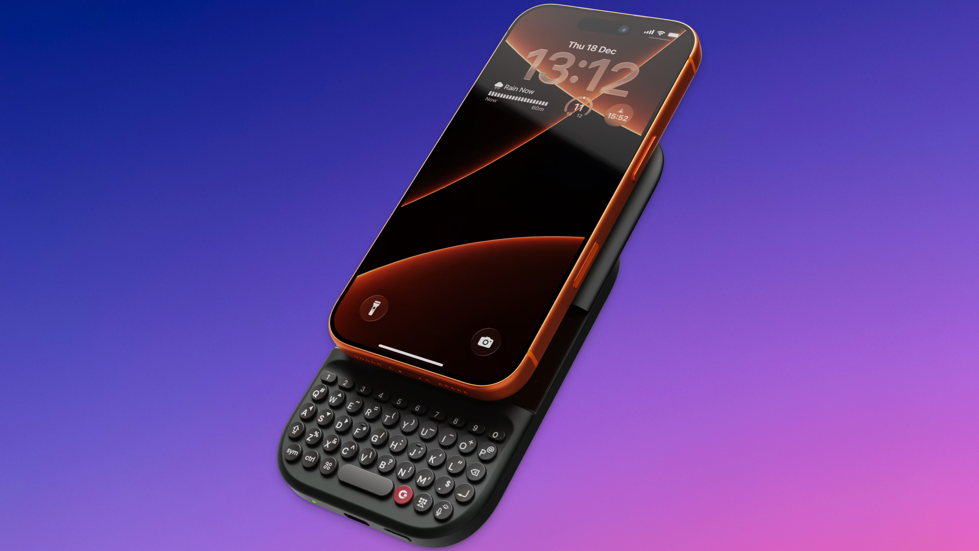 The Clicks Power Keyboard attached to an iPhone