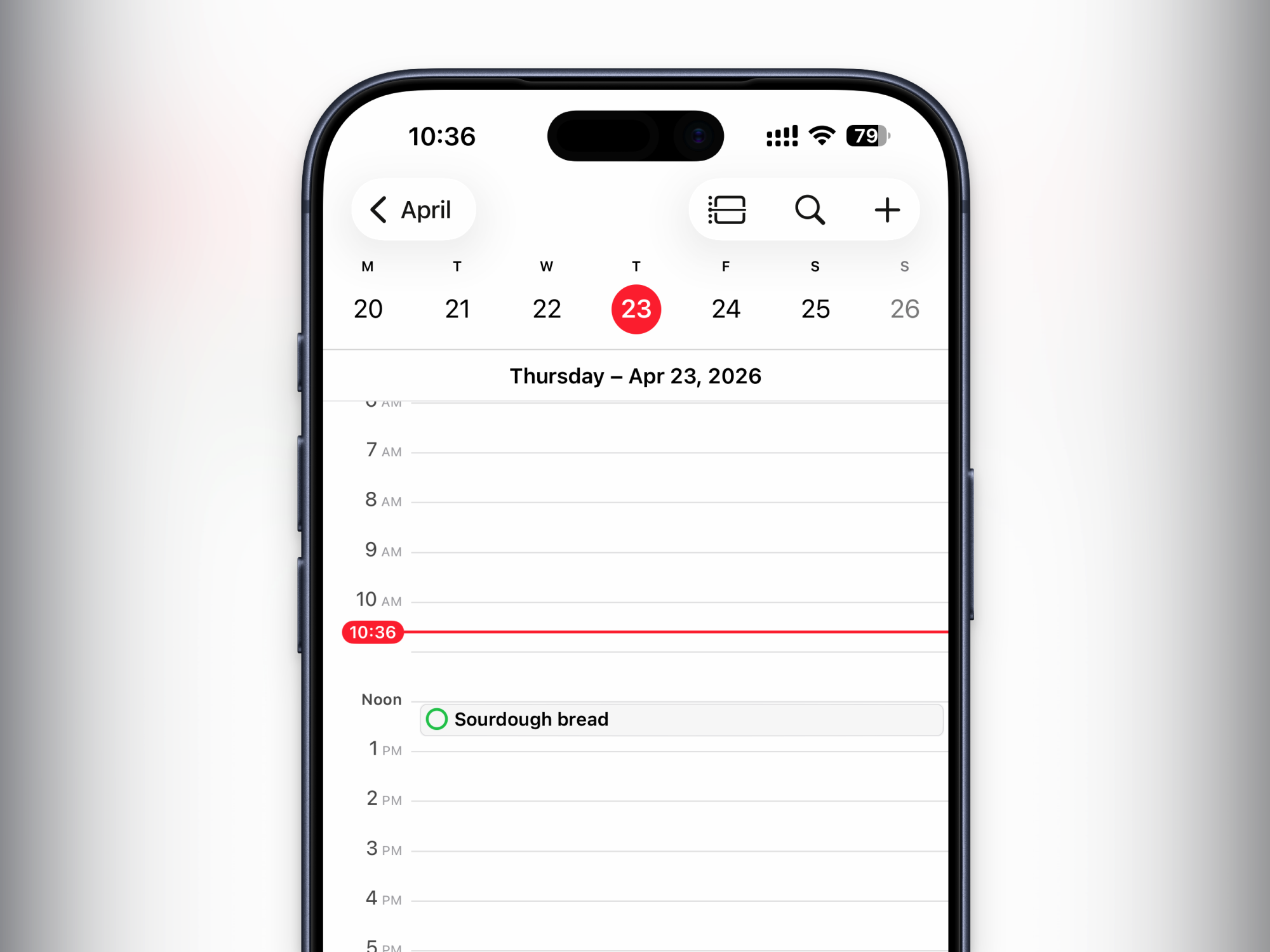 Reminder showing up in Calendar app.