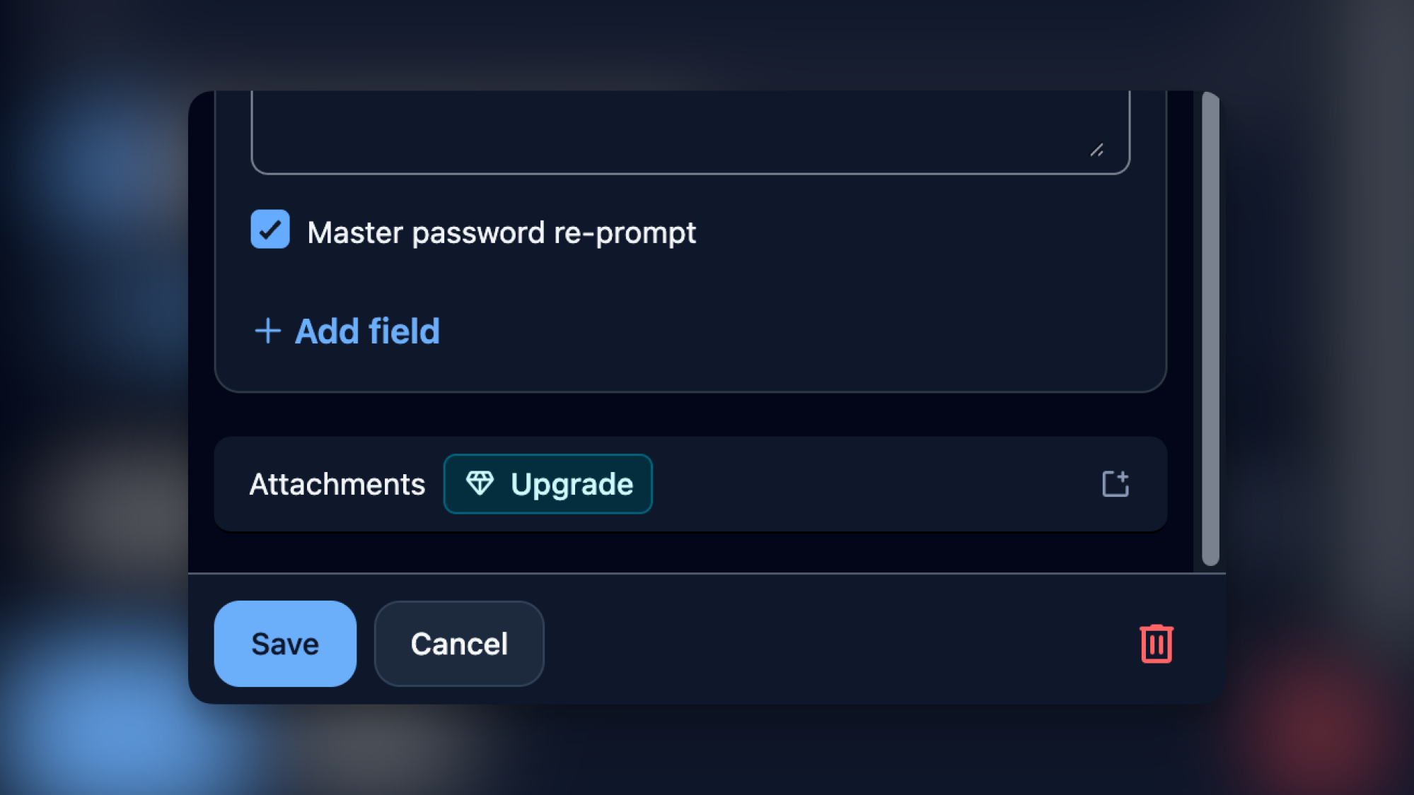Master password re-prompt in Bitwarden.
