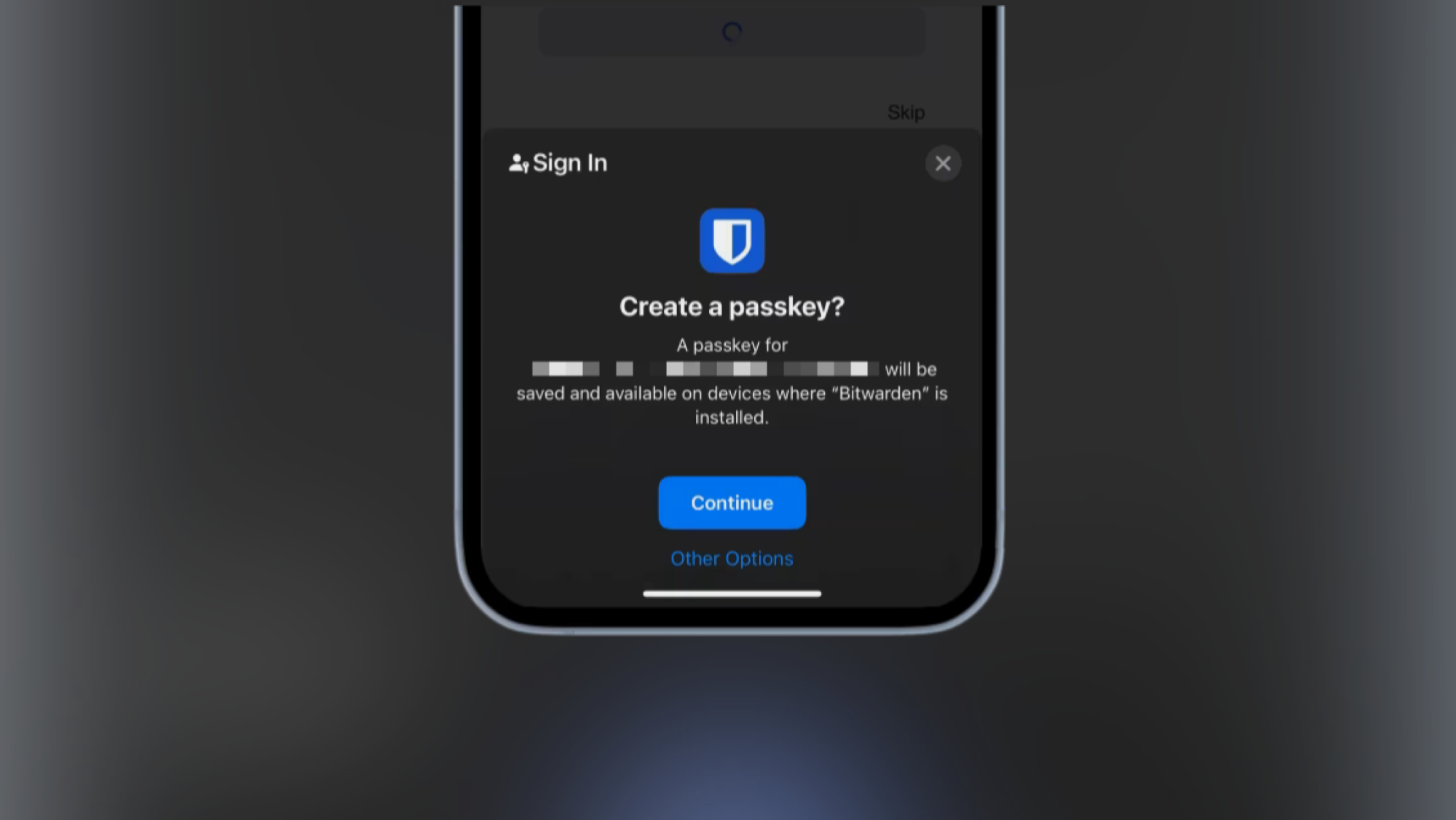 Saving Passkey in Bitwarden.