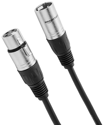 Amazon Basics 2-Pack XLR Microphone Cable for Recording Studio, Speaker or PA System, 3-Pin Connectors, All Copper Conductors, 6MM PVC Jacket, 3 Foot, Black