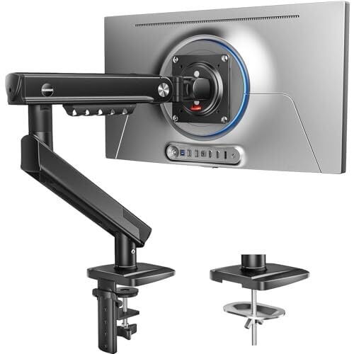 HUANUO FlowLift™ Pro Monitor Arm for 13–32" Screens, MechaSpring Monitor Mount, Fully-Adjustable Monitor Stand with Tilt/Swivel/Rotation, Tool-Free VESA Mount, C-Clamp/Grommet Base, Max Load 19.8 lbs
