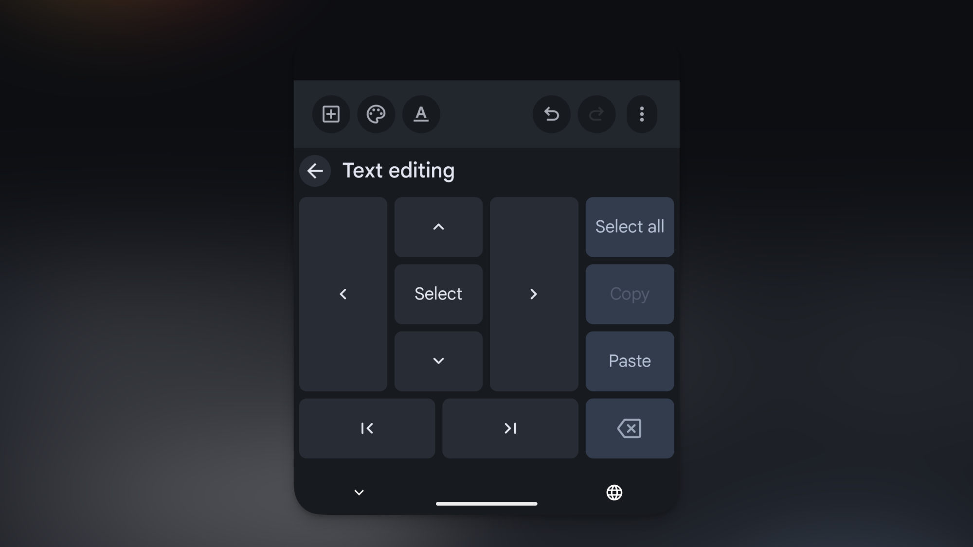 Gboard Text Editing buttons.