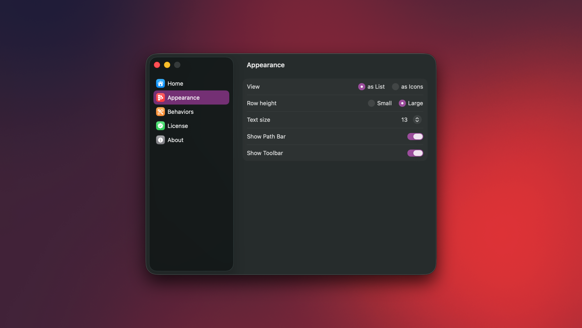 Folder Preview Pro settings on a Mac.