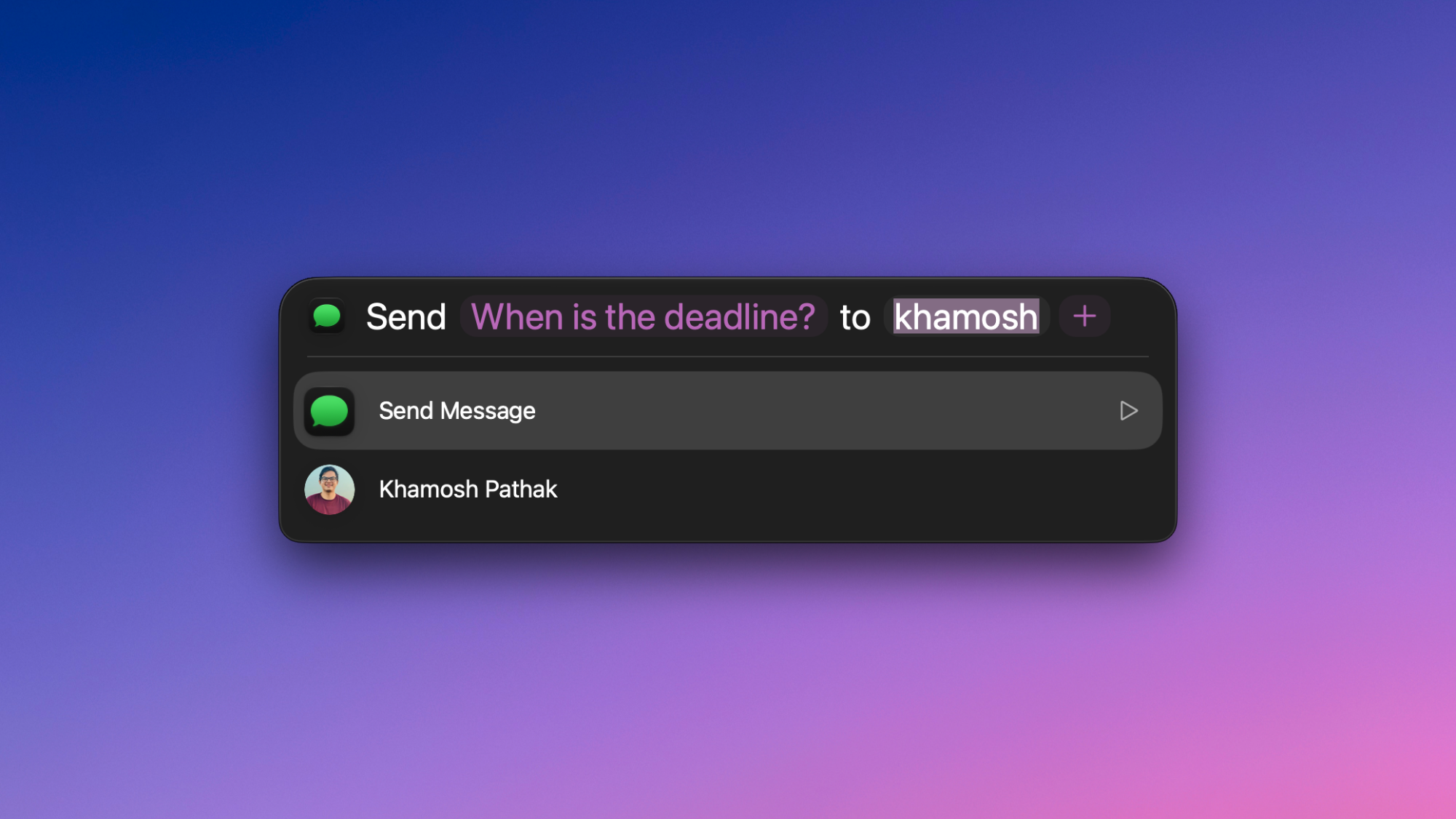 Sending messages via Spotlight for Mac.