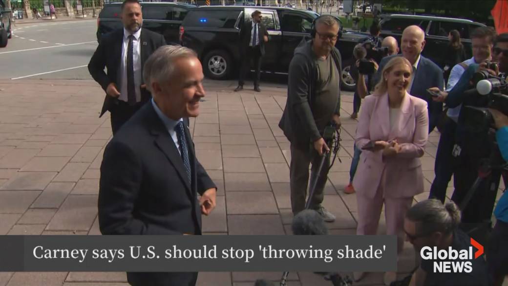 Click to play video: 'Carney says U.S. should ‘stop throwing shade’ amid escalating trade dispute'